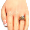 Oro Laminado Multi Stone Ring, Gold Filled Style with White Cubic Zirconia, Polished, Golden Finish, 01.284.0018.07 (Size 7)