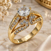 Oro Laminado Multi Stone Ring, Gold Filled Style with White Cubic Zirconia, Polished, Golden Finish, 01.284.0018.07 (Size 7)