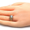 Oro Laminado Multi Stone Ring, Gold Filled Style with White Cubic Zirconia, Polished, Golden Finish, 01.284.0018.08 (Size 8)