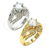 Oro Laminado Multi Stone Ring, Gold Filled Style with White Cubic Zirconia, Polished, Golden Finish, 01.284.0018.08 (Size 8)