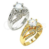 Oro Laminado Multi Stone Ring, Gold Filled Style with White Cubic Zirconia, Polished, Golden Finish, 01.284.0018.08 (Size 8)