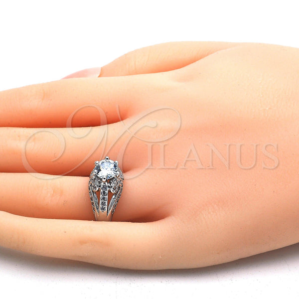 White Gold Filled Ring — Multi Stone Ring with White Cubic Zirconia Polished — alternate product view — SKU 118902 | Oro Laminado Blanco anillo — Multi Stone Ring with blanco Cubic Zirconia pulido — SKU 118902