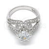 Rhodium Gold Filled Multi Stone Ring, with White Cubic Zirconia, Polished, Rhodium Finish, 01.284.0018.1.07 (Size 7)
