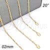 Oro Laminado Basic Necklace, Gold Filled Style Diamond Cutting Finish, Golden Finish, 04.213.0088.20 (02 MM Thickness, 20 Inches Length)