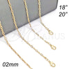 Oro Laminado Basic Necklace, Gold Filled Style Diamond Cutting Finish, Golden Finish, 04.213.0088.20 (02 MM Thickness, 20 Inches Length)