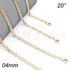 Oro Laminado Basic Necklace, Gold Filled Style Mariner Design, Polished, Golden Finish, 04.213.0107.20 (04 MM Thickness, 20 Inches Length)