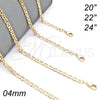 Oro Laminado Basic Necklace, Gold Filled Style Mariner Design, Polished, Golden Finish, 04.213.0107.20 (04 MM Thickness, 20 Inches Length)