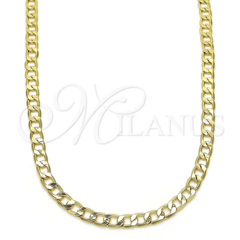 Oro Laminado Basic Necklace, Gold Filled Style Curb Design, Polished, Golden Finish, 04.213.0108.20 (100 Gauge, 04 MM Thickness, 20 Inches Length)