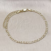 Oro Laminado Basic Anklet, Gold Filled Style Figaro Design, Polished, Golden Finish, 04.213.0110.10 (03 MM Thickness, 10 Inches Length)