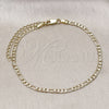 Oro Laminado Basic Anklet, Gold Filled Style Figaro Design, Polished, Golden Finish, 04.213.0110.10 (03 MM Thickness, 10 Inches Length)