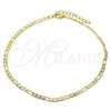 Oro Laminado Basic Anklet, Gold Filled Style Figaro Design, Polished, Golden Finish, 04.213.0110.10 (03 MM Thickness, 10 Inches Length)