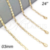 Oro Laminado Basic Necklace, Gold Filled Style Polished, Golden Finish, 04.213.0070.24 (03 MM Thickness, 24 Inches Length)