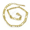 Oro Laminado Basic Anklet, Gold Filled Style Figaro Design, Polished, Golden Finish, 04.213.0113.10 (Thickness, 10 Inches Length)