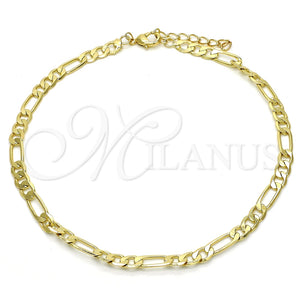 Gold Filled Anklet — Basic Anklet Figaro Design Polished 04. Thickness 10 — main product view — SKU 118943 | Oro Laminado tobillera — básico Anklet Figaro diseño pulido 04. Thickness 10 — SKU 118943