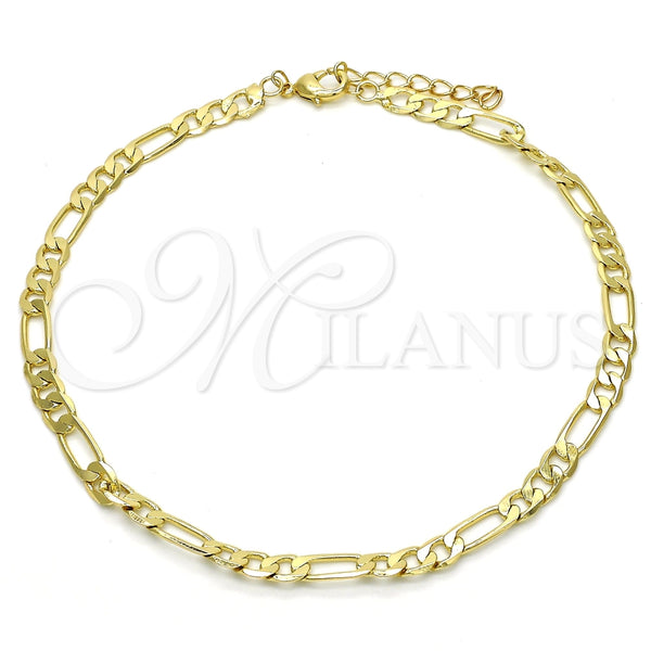 Gold Filled Anklet — Basic Anklet Figaro Design Polished 04. Thickness 10 — main product view — SKU 118943 | Oro Laminado tobillera — básico Anklet Figaro diseño pulido 04. Thickness 10 — SKU 118943