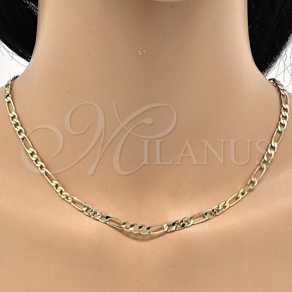 Gold Filled Necklace — Basic Necklace Figaro Design Polished 04. Gauge Thickness — alternate product view — SKU 118944 | Oro Laminado collar — básico Necklace Figaro diseño pulido 04. Gauge Thickness — SKU 118944