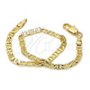Oro Laminado Basic Bracelet, Gold Filled Style Mariner Design, Polished, Golden Finish, 03.63.1828.08 (0.80 Gauge, 04 MM Thickness, 8 Inches Length)