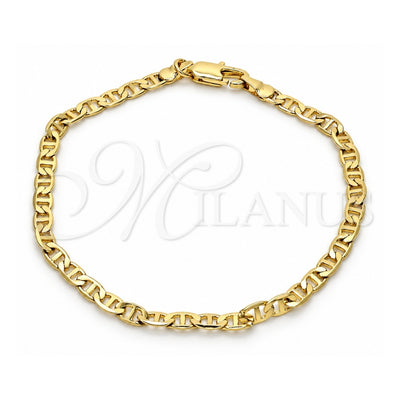 Oro Laminado Basic Bracelet, Gold Filled Style Mariner Design, Polished, Golden Finish, 03.63.1828.08 (0.80 Gauge, 04 MM Thickness, 8 Inches Length)
