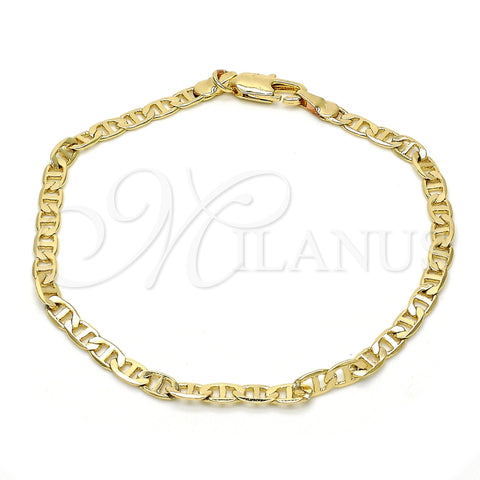 Oro Laminado Basic Bracelet, Gold Filled Style Mariner Design, Polished, Golden Finish, 03.63.1828.08 (0.80 Gauge, 04 MM Thickness, 8 Inches Length)