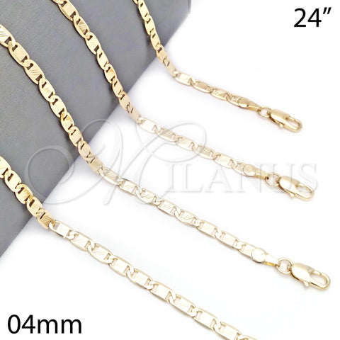 Oro Laminado Basic Necklace, Gold Filled Style Polished, Golden Finish, 04.63.1346.24 (0.80 Gauge, 04 MM Thickness, 24 Inches Length)