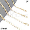 Oro Laminado Basic Necklace, Gold Filled Style Polished, Golden Finish, 04.63.1346.24 (0.80 Gauge, 04 MM Thickness, 24 Inches Length)