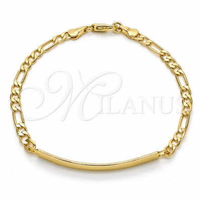 Oro Laminado ID Bracelet, Gold Filled Style Polished, Golden Finish, 03.168.0017.08 (0.80 Gauge, 04 MM Thickness, 8 Inches Length)