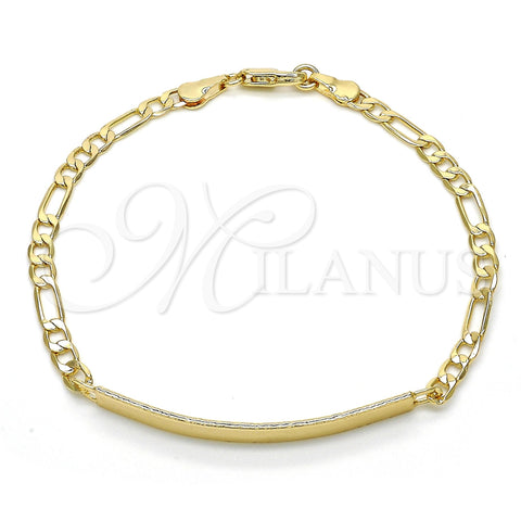 Oro Laminado ID Bracelet, Gold Filled Style Polished, Golden Finish, 03.168.0017.08 (0.80 Gauge, 04 MM Thickness, 8 Inches Length)