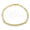 Oro Laminado ID Bracelet, Gold Filled Style Polished, Golden Finish, 03.168.0017.08 (0.80 Gauge, 04 MM Thickness, 8 Inches Length)