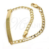 Oro Laminado ID Bracelet, Gold Filled Style Polished, Golden Finish, 03.168.0018.08 (0.80 Gauge, 04 MM Thickness, 8 Inches Length)
