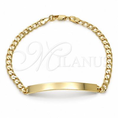Oro Laminado ID Bracelet, Gold Filled Style Polished, Golden Finish, 03.168.0018.08 (0.80 Gauge, 04 MM Thickness, 8 Inches Length)