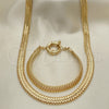 Oro Laminado Necklace and Bracelet, Gold Filled Style Greek Key Design, Polished, Golden Finish, 06.179.0001