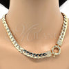 Oro Laminado Necklace and Bracelet, Gold Filled Style Greek Key Design, Polished, Golden Finish, 06.179.0002.18