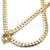 Oro Laminado Necklace and Bracelet, Gold Filled Style Greek Key Design, Polished, Golden Finish, 06.179.0002.18