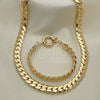 Oro Laminado Necklace and Bracelet, Gold Filled Style Greek Key Design, Polished, Golden Finish, 06.179.0002.18