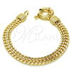 Oro Laminado Fancy Bracelet, Gold Filled Style Greek Key Design, Polished, Golden Finish, 03.179.0026.08 (09 MM Thickness, 8 Inches Length)