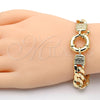 Oro Laminado Basic Bracelet, Gold Filled Style Concave Cuban and Greek Key Design, Polished, Golden Finish, 03.179.0027.08 (10 MM Thickness, 8 Inches Length)