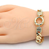 Oro Laminado Basic Bracelet, Gold Filled Style Concave Cuban and Greek Key Design, Polished, Golden Finish, 03.179.0027.08 (10 MM Thickness, 8 Inches Length)