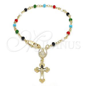 Gold Filled Bracelet — Bracelet Rosary Caridad del Cobre and Crucifix Design — main product view — SKU 119000 | Oro Laminado brazalete — Bracelet Rosary Caridad del Cobre and Crucifix diseño — SKU 119000