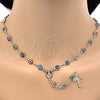 Oro Laminado Medium Rosary, Gold Filled Style Caridad del Cobre and Crucifix Design, Multicolor Resin Finish, Golden Finish, 09.63.0113.18