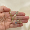 Oro Laminado Medium Rosary, Gold Filled Style Caridad del Cobre and Crucifix Design, Multicolor Resin Finish, Golden Finish, 09.63.0113.18