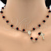 Oro Laminado Medium Rosary, Gold Filled Style Caridad del Cobre and Crucifix Design, with Black and Orange Red Azavache, Polished, Golden Finish, 09.63.0110.18