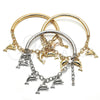 Oro Laminado Charm Bracelet, Gold Filled Style Dolphin and Hollow Design, with White Crystal, Diamond Cutting Finish, Golden Finish, 03.63.1829.08 (05 MM Thickness, 8 Inches Length)