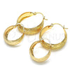 Oro Laminado Small Hoop, Gold Filled Style Flower Design, Polished, Golden Finish, 02.106.0002.20