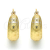Oro Laminado Small Hoop, Gold Filled Style Greek Key Design, Polished, Golden Finish, 02.106.0003.20