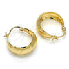 Oro Laminado Small Hoop, Gold Filled Style Greek Key Design, Polished, Golden Finish, 02.106.0003.20