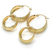Oro Laminado Small Hoop, Gold Filled Style Greek Key Design, Polished, Golden Finish, 02.106.0003.20