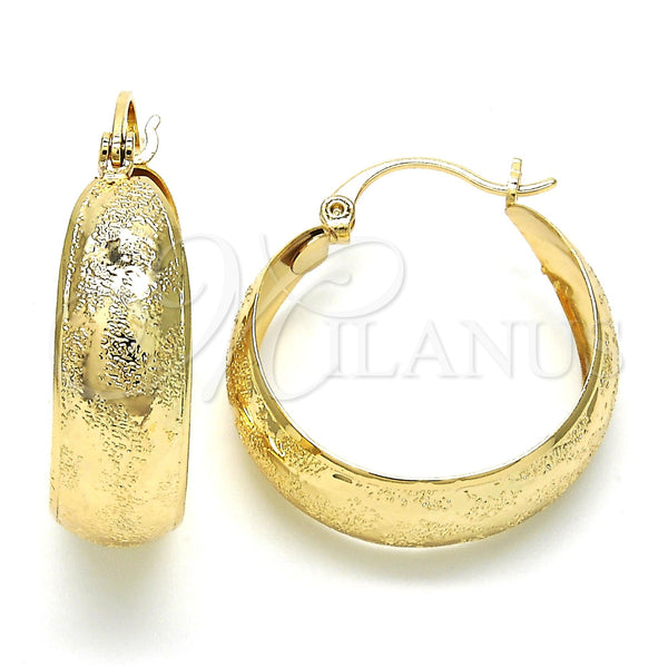 Gold Filled Hoop Earrings — Medium Hoop Matte 02. — main product view — SKU 119040 | Oro Laminado aretes de aro — Medium Hoop Matte 02. — SKU 119040