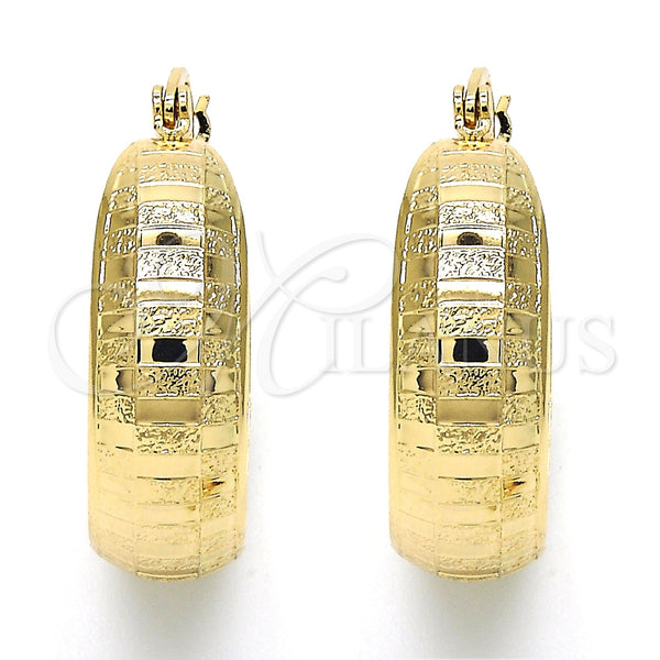 Gold Filled Hoop Earrings — Medium Hoop Matte 02. — alternate product view — SKU 119058 | Oro Laminado aretes de aro — Medium Hoop Matte 02. — SKU 119058