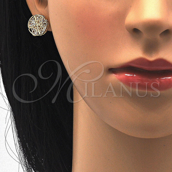 Gold Filled Ring — Stud Earring Flower Design with White Cubic Zirconia — alternate product view — SKU 119062 | Oro Laminado anillo — Stud Earring flor diseño with blanco Cubic Zirconia — SKU 119062