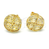Oro Laminado Stud Earring, Gold Filled Style Flower Design, with White Cubic Zirconia, Polished, Golden Finish, 02.106.0018